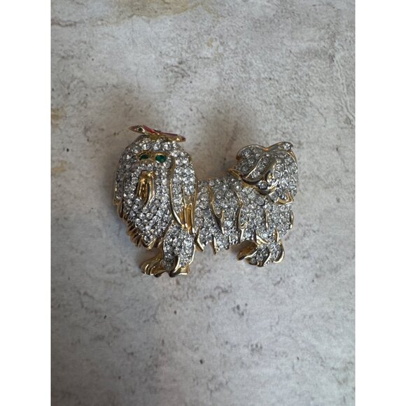 Maltese Dog Rhinestone Brooch Pin Gorgeous - Picture 1 of 10
